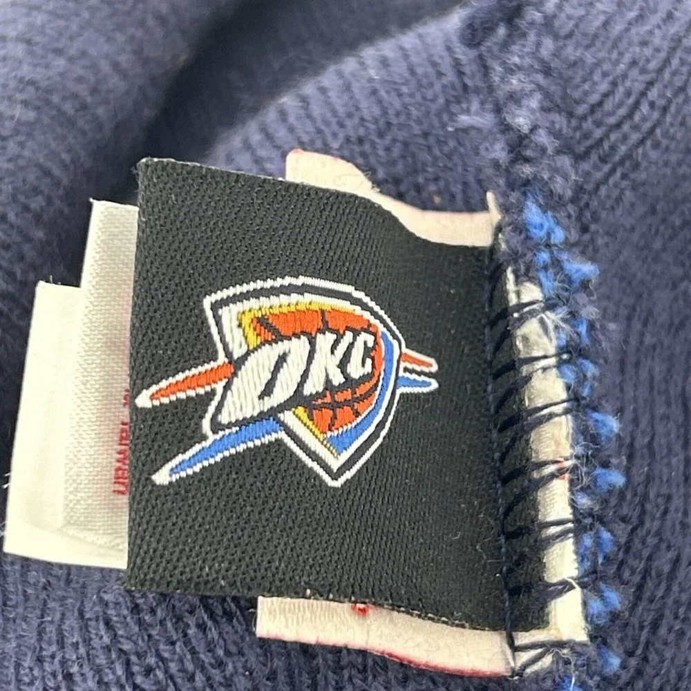 Mitchell & Ness Oklahoma City Thunder NBA Knit Beanie Cuffed Pom Stocking Cap‎